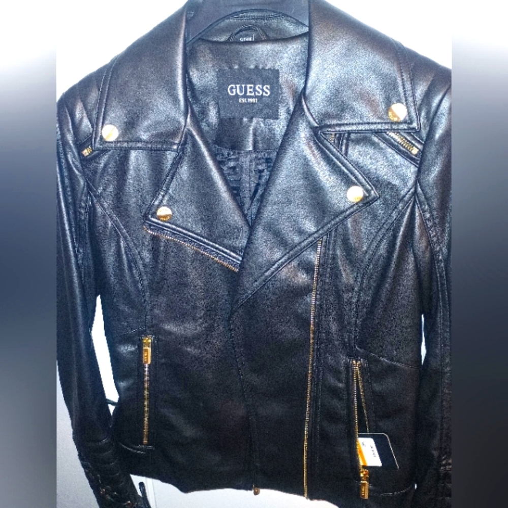 Small black GUESS Leather jacket brand new